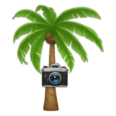 Palm tree with eyes and holding a camera sticker