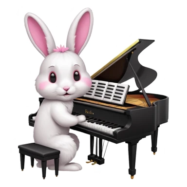 rabbit playing piano sticker