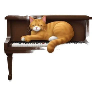 Brown cat sleep on the white fluffy chair near piano  sticker