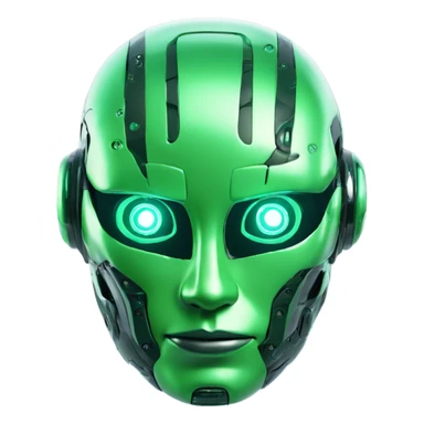 Bot green AI robot face premium glow 3d effect futuristic sticker