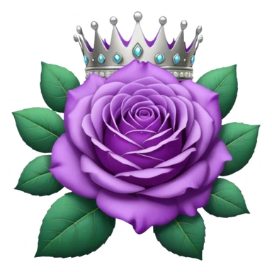 Purple rose flower, silver circle plaque, silver tiara sticker