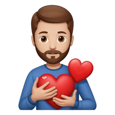 Man with brown hair & beard holding heart in his Arm  sticker