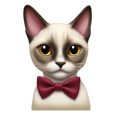 Siamese cat with Burgundy bow tie sticker