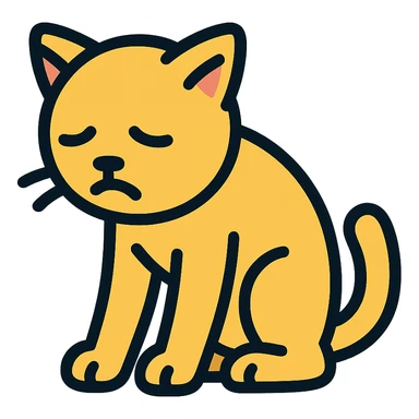 color outline icon of a cat slumping, giving up sticker