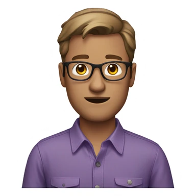 White man with brown hair and glasses wearing a purple button up shirt sticker