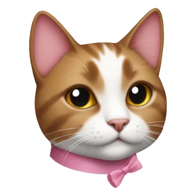 Brown and white cat with a pink bow sticker