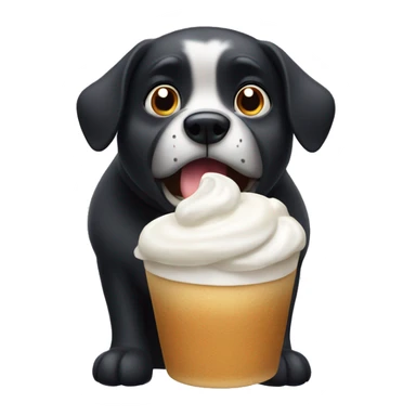 Fat black dog scared of whipped cream sticker