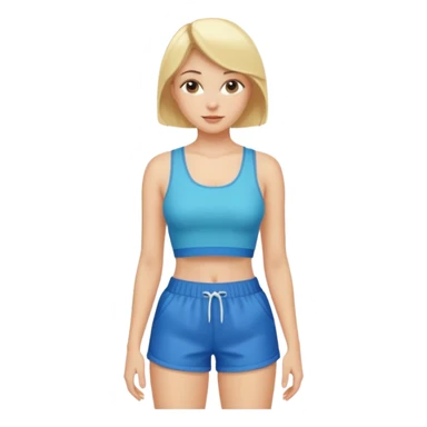 Haz una mujer,rubia,de piel blanca y con short y playera corta sin mangas con cara sexy sticker