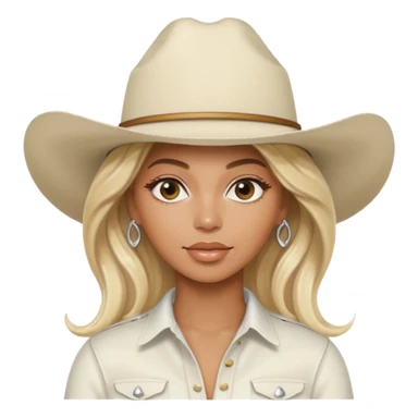beyoncé with platinum blond hair and a white cowboy hat sticker