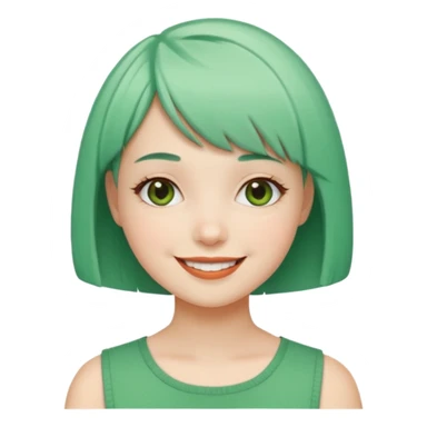 Girl with Mint Bob Cut – short green hair, cheerful smile. sticker