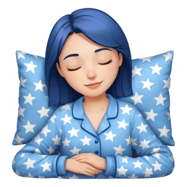  "type": "human",
      "look": "woman in star-print pyjamas, soft blue set, sleepy smile", sticker
