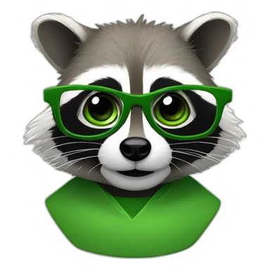 a racoon in green glasses sticker