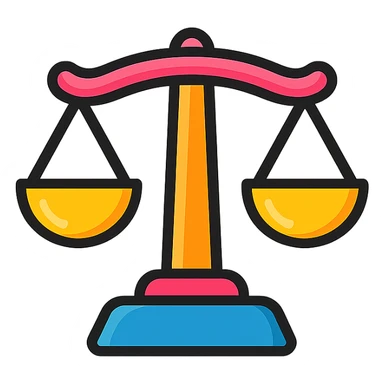 scales icon, clear outlines, strong shadows and highlights, psychosomatics and psychology theme, fun and not too complex sticker