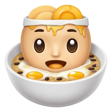 Sweating breakfast Bowl with a Face and tiny Hands and Feet and Sweat Bands sticker