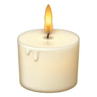minimal flat emoji of a white or cream scented candle with three wicks, soft warm glow, clean vector style, elegant and modern, transparent background sticker