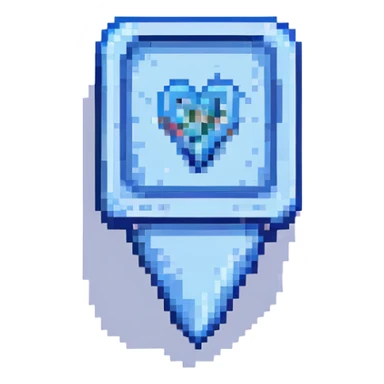 blue tick icon, pixel art style sticker