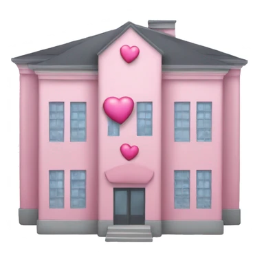 school building that has hints of pink and has a baby pink love heart on the front sticker