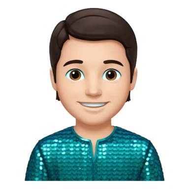 Daniel from The Bible with dark brown hair, teal sequin outfit sticker