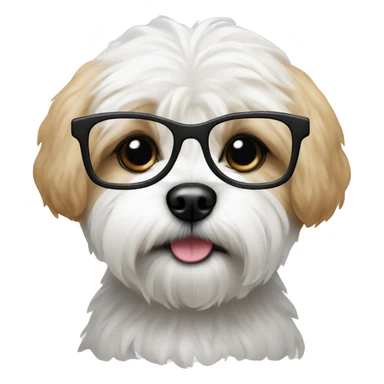 Shichon dog with glasses on sticker