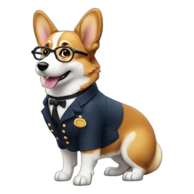 corgi stationmaster with glasses full body sticker