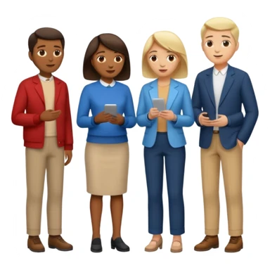 3 personas paradas. conversando debatiendo sticker