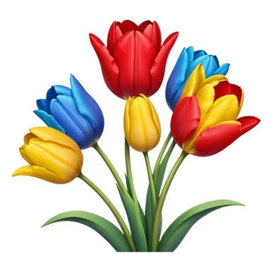 primary color tulips - red, blue, and yellow tulip flowers sticker
