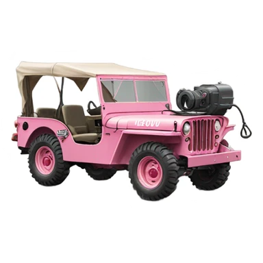 Full size jungle tour 1942 Willy’s pink jeep crawler with installed winch  sticker
