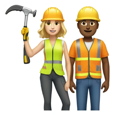 White woman and man builders sticker