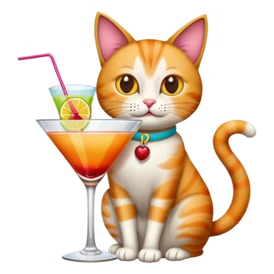 Cat drinking cocktail sticker