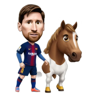 lionel messi arriba de un caballo y que la cara del caballo se la cara de mbappe sticker