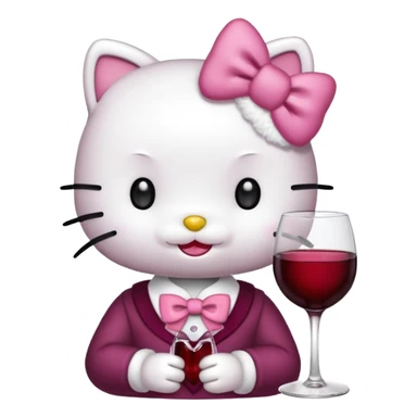 Hello kitty with wine  sticker