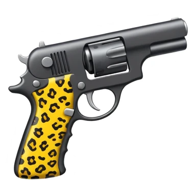 cartoon gun with yellow and black leopard print sticker