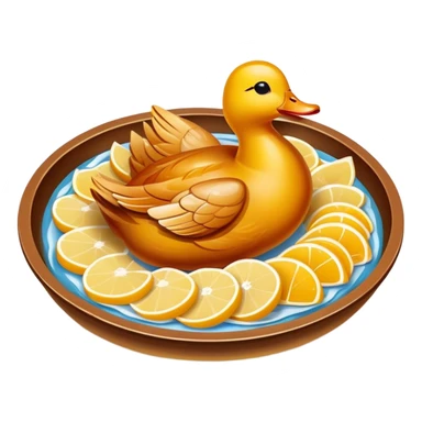 Nanjing salted duck with glistening skin slices, simplified emoji style with bold outlines and bright colors, cartoon style Jiangsu poultry dish sticker