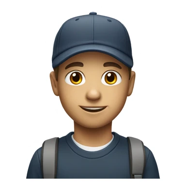 white skin school kid son wearing cap sticker