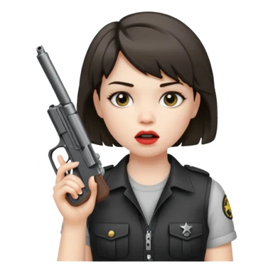 short hair girl with mullet putting gun in her mouth sticker