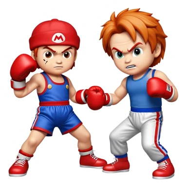 Chucky boxing with mario sticker