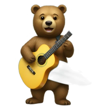 surfing bear with guitar sticker