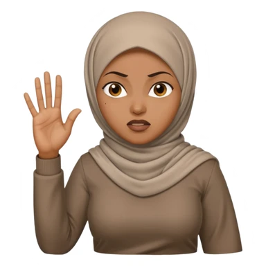 сердитая черная женщина мусульманка по пояс  показывает рукой в право  sticker