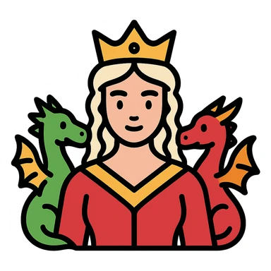 mother of dragons, fantasy queen with small dragons sticker