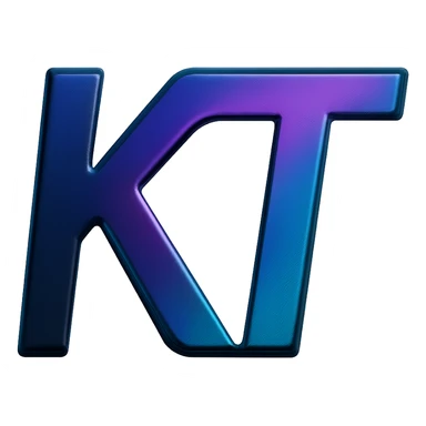 the letters KT with a fancy colorful gradient for the color with blue and purple in the style of 3d-black sticker