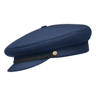 a floating Navy blue Brixton fiddler cap hat sticker