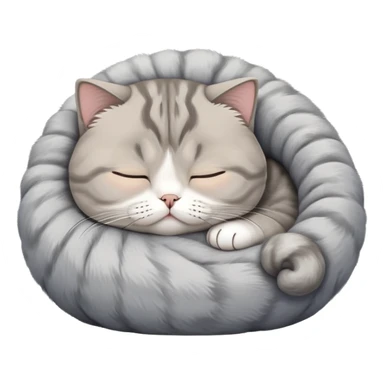 a cute sleeping Scottish fold cat with folded ears curled up in a ball sticker