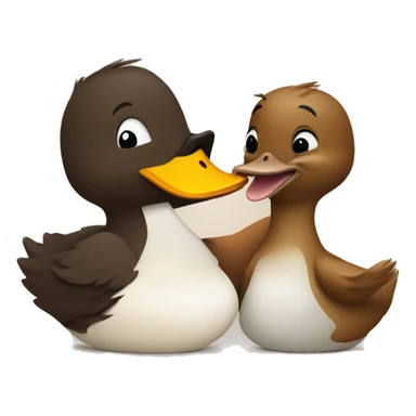 a duck kissing a beaver sticker