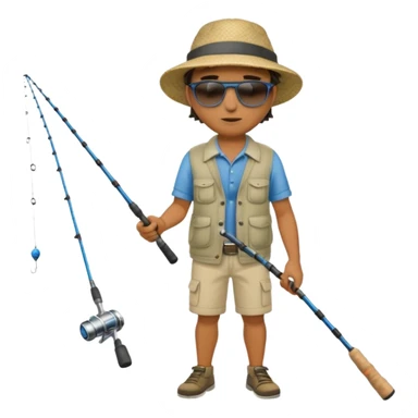 Man in motion casting a fishing rod full body sticker