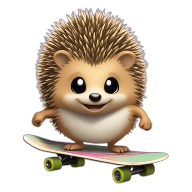 Hedgehog on skateboard with 47 number on spikes sticker