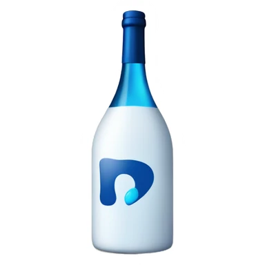 "Emoji of a white box with blue wine illustrations and a bold blue circle with a white 'B' in the center." sticker