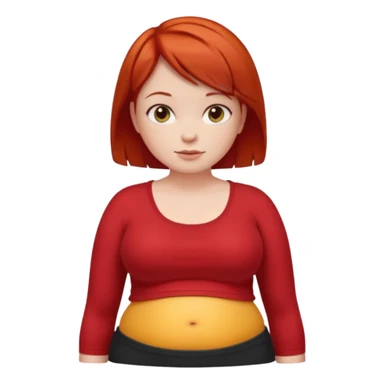 Lazy Short woman with straight ahort red hair and fat tummy sticker