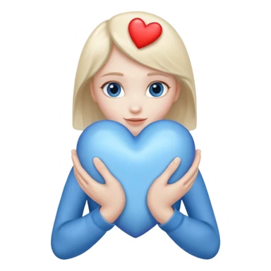 blue heart being embraced sticker