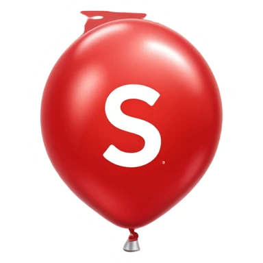 red Christmas balloon with white "S" logo sticker
