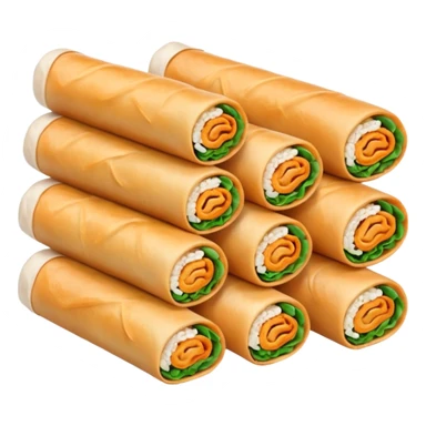 Can you make them more translucent (white-ish because they are made of rice paper) and organise them in two rows of 5 rolls? sticker